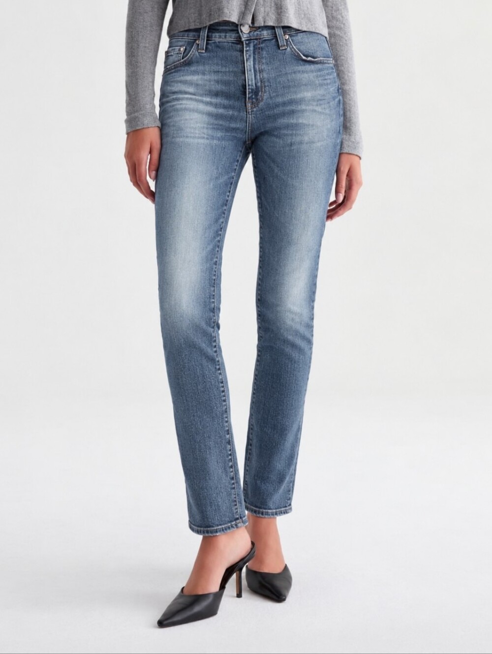 ❤ AG ADRIANO GOLDSCHMIED MARI HIGH-RISE SLIM STRAIGHT JEANS, AG-ED DENIM, 6 (28)